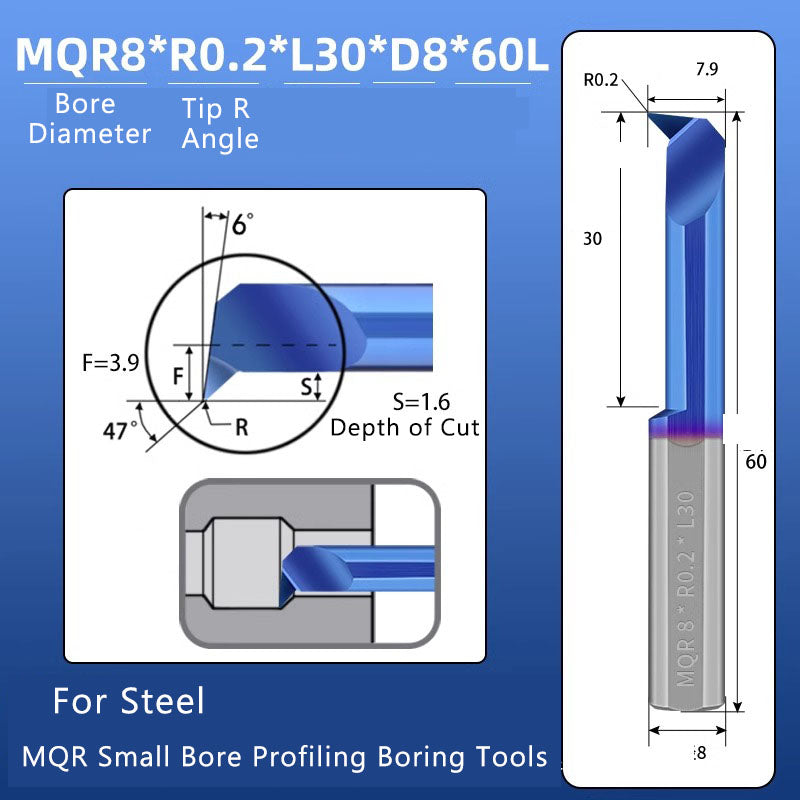 Small Hole Boring Tool Tungsten Steel Alloy MQR CNC Shockproof Inner Hole Boring Bar Micro Small Hole Turning Tool Shandong Denso Pricision Tools Co.,Ltd.